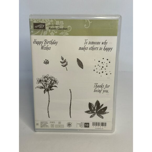 Pre-Used Stampin’ Up! Sale-A-Bration “Avant Garden” Set of 10 Photopolymer Stamp - Picture 1 of 3
